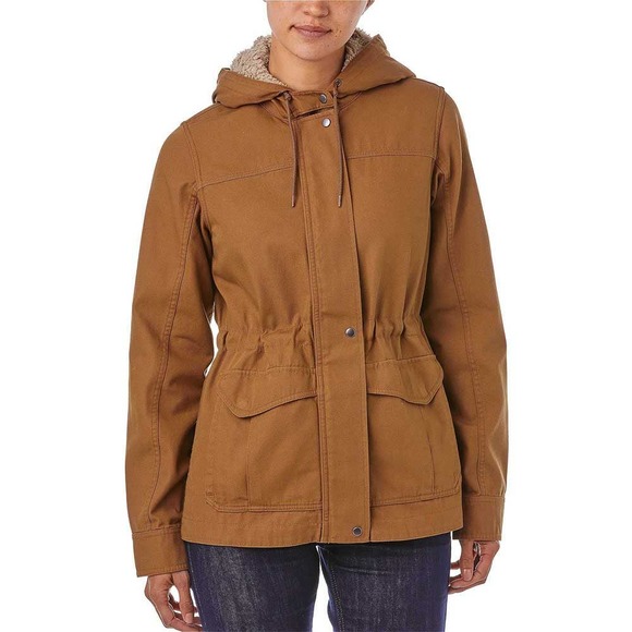 Patagonia Jackets & Blazers - Patagonia Prairie Dawn Jacket Organic Cotton Sherpa Hooded Coat, Bear Brown
